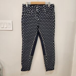 Goode Rider Full Seat Breaches Size 32R Blue Diamond All Over Print Stretch